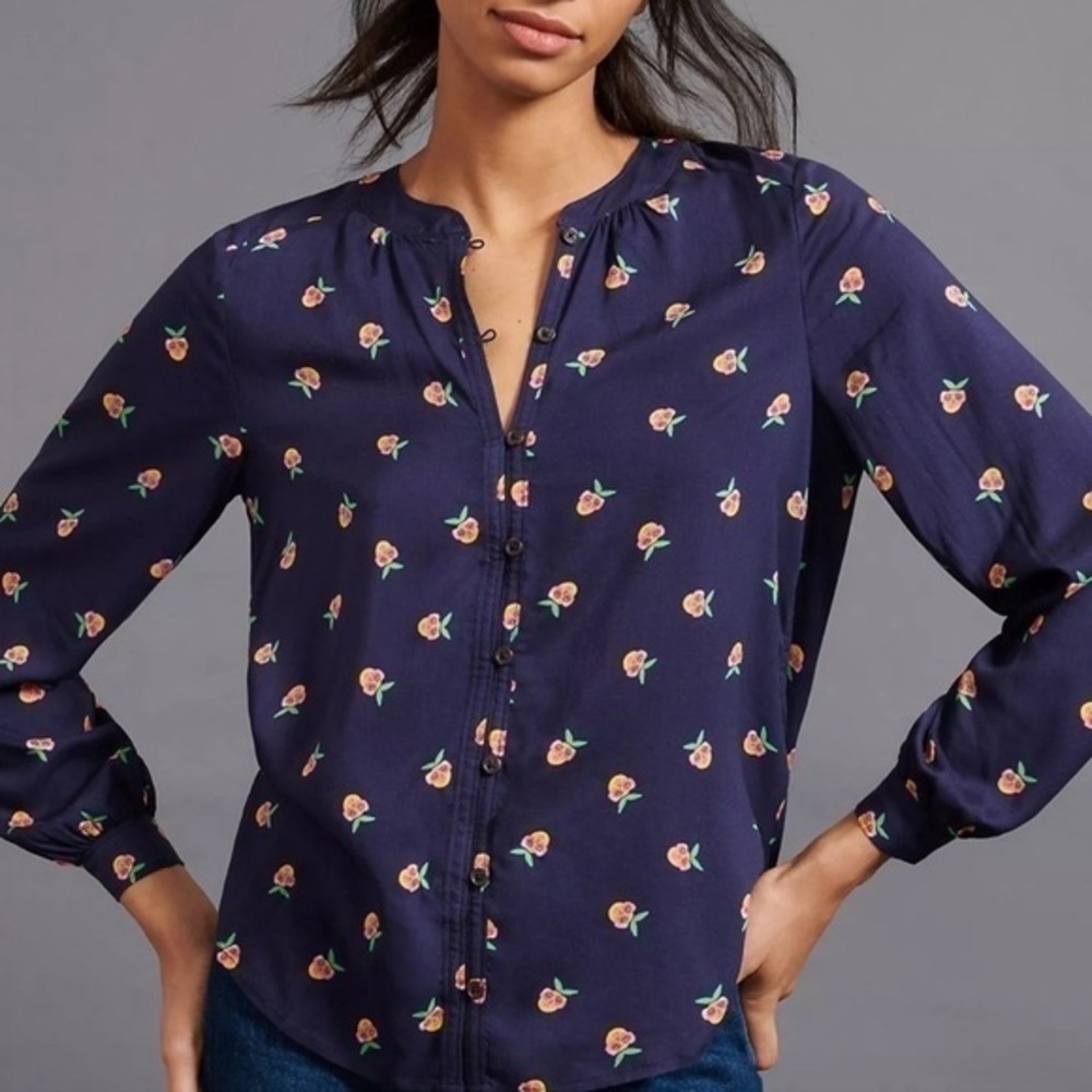 Anthro Kendra Dandy Drea Buttondown Blouse 0
